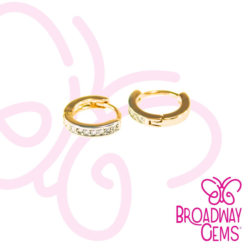 BROADWAY GEMS Earring Loop Rhodium Plated w Stone Gold E114 Shopee Philippines