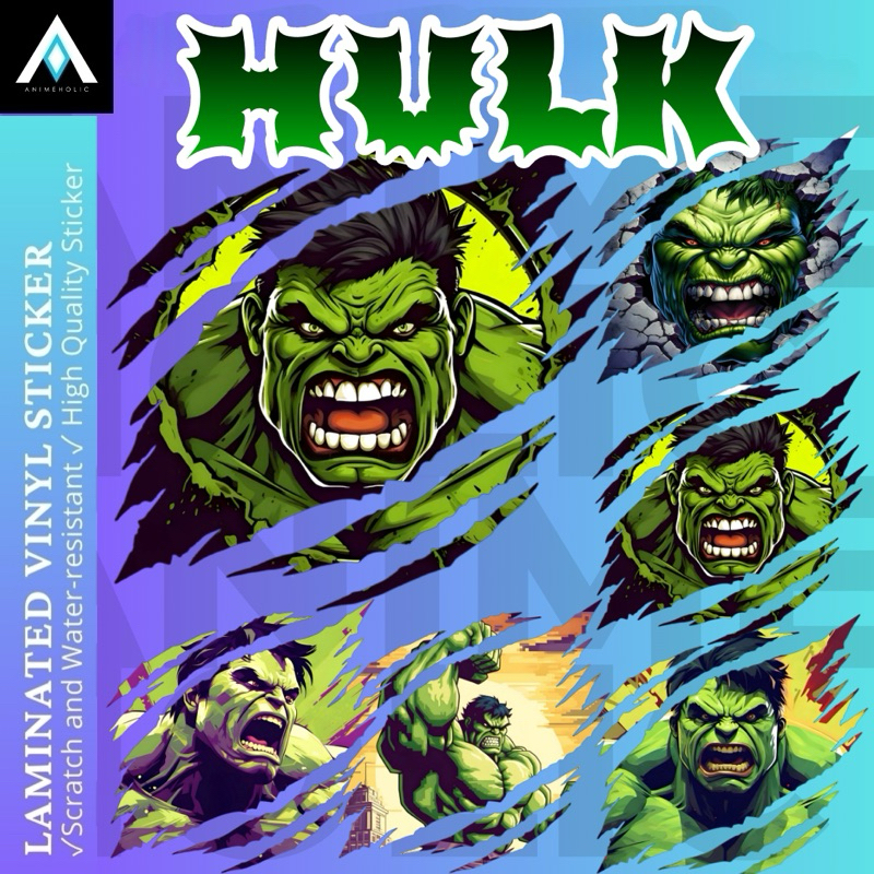 THE INCREDIBLE HULK MARVEL LAMINATED SCRATH STICKERS ~ ANIMEHOLIC ...
