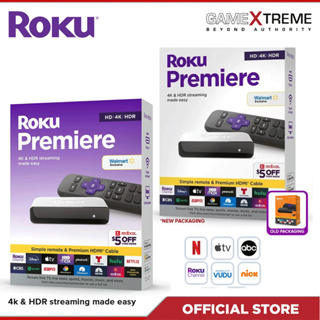  Roku Express 4K+ 2021  Streaming Media Player HD/4K/HDR with Smooth  Wireless Streaming and Roku Voice Remote with TV Controls, Includes Premium  HDMI Cable, Black (Renewed) : Electronics