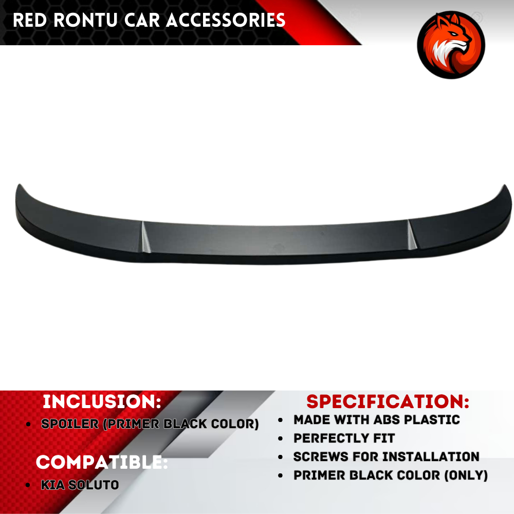 Kia Soluto Rear Wing Spoiler (Ducktail) - Body Kit (Matt Black Finished ...