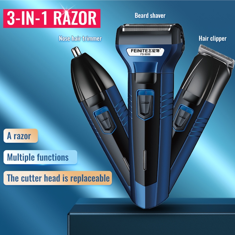 Shaver 3 In 1 Electric Rechargeable Professional Razor Beard Nose Hair ...