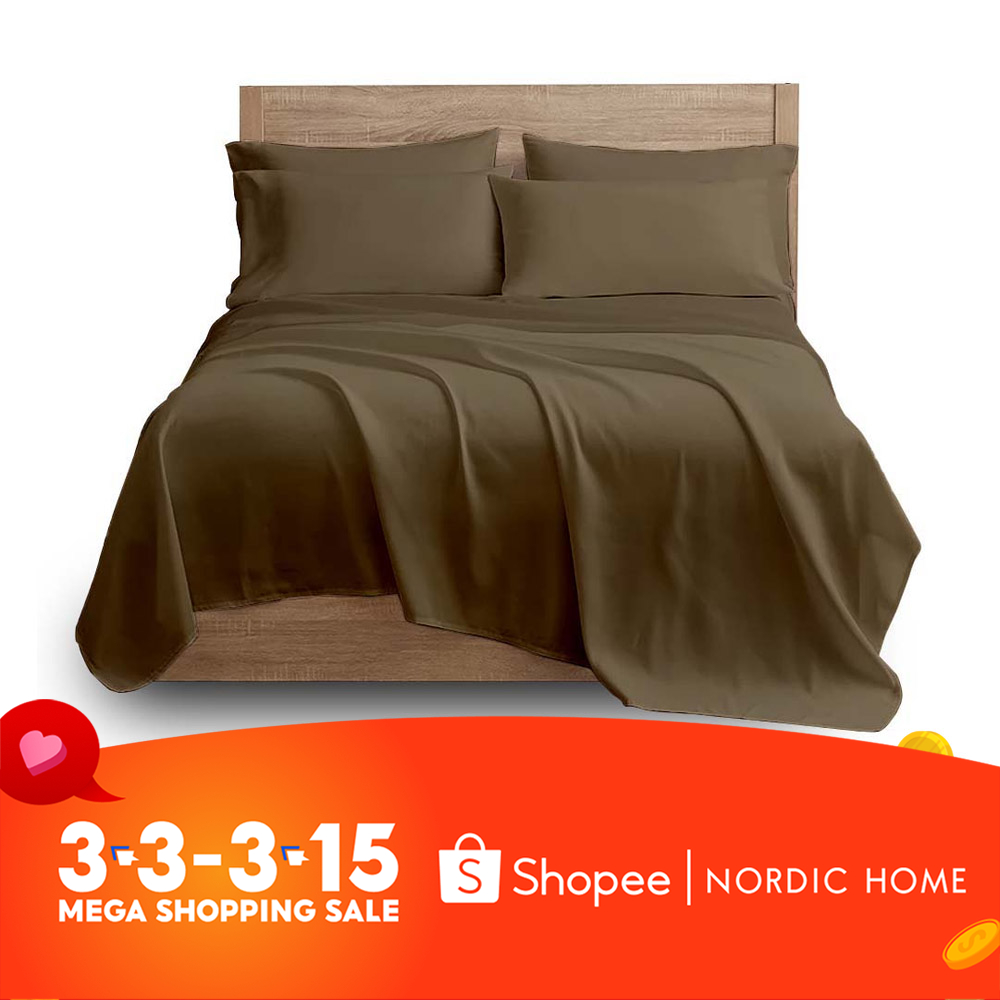 CLEAROUT 𝗡𝗢𝗥𝗗𝗜𝗖 𝗛𝗢𝗠𝗘 4in1 Garterized Bed Sheet Set Plain Collection