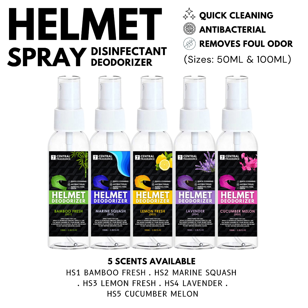 Premium HELMET SPRAY / Deodorizer / Disinfectant by Central Fragrance