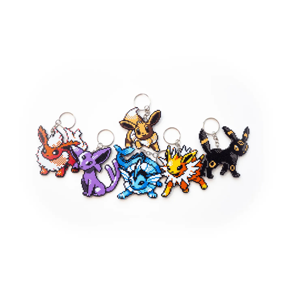 Pokemon Keychain Eevee evolution 6 - pieces pack 8-bit design Pokemon ...
