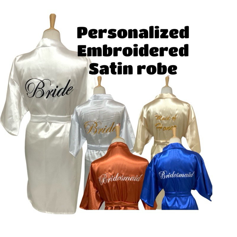 personalized embroidered satin robe | Shopee Philippines