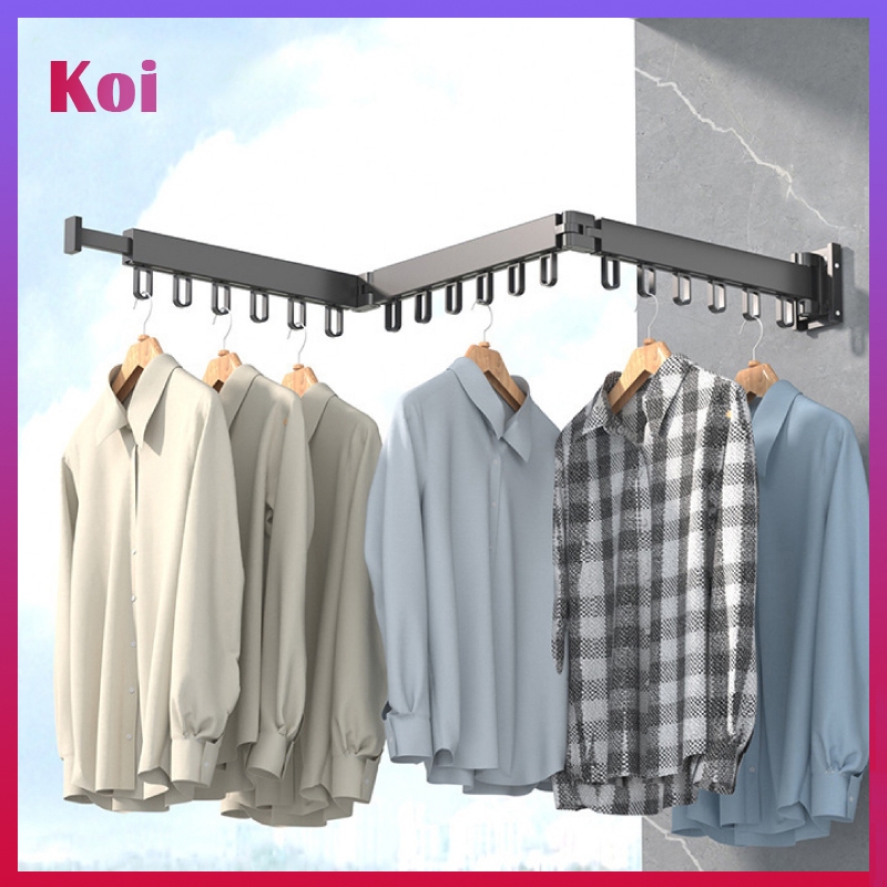 Folding Hanger Balcony Window Wall Mounted Telescopic Retractable Clothes  Towel Drying Rack Aluminum