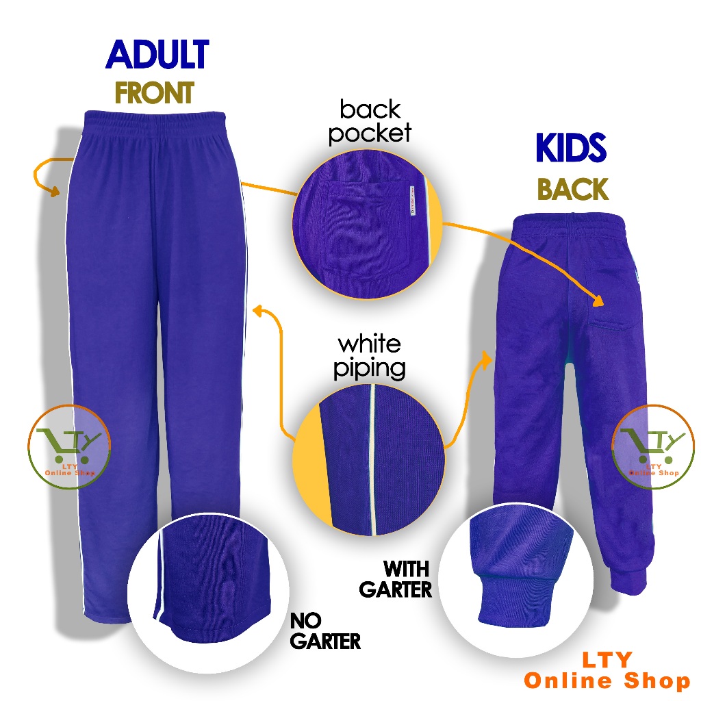 ROYAL BLUE Jogging Pants P.E. Uniform 4 Kids - Adult Unisex Boys Girls ...