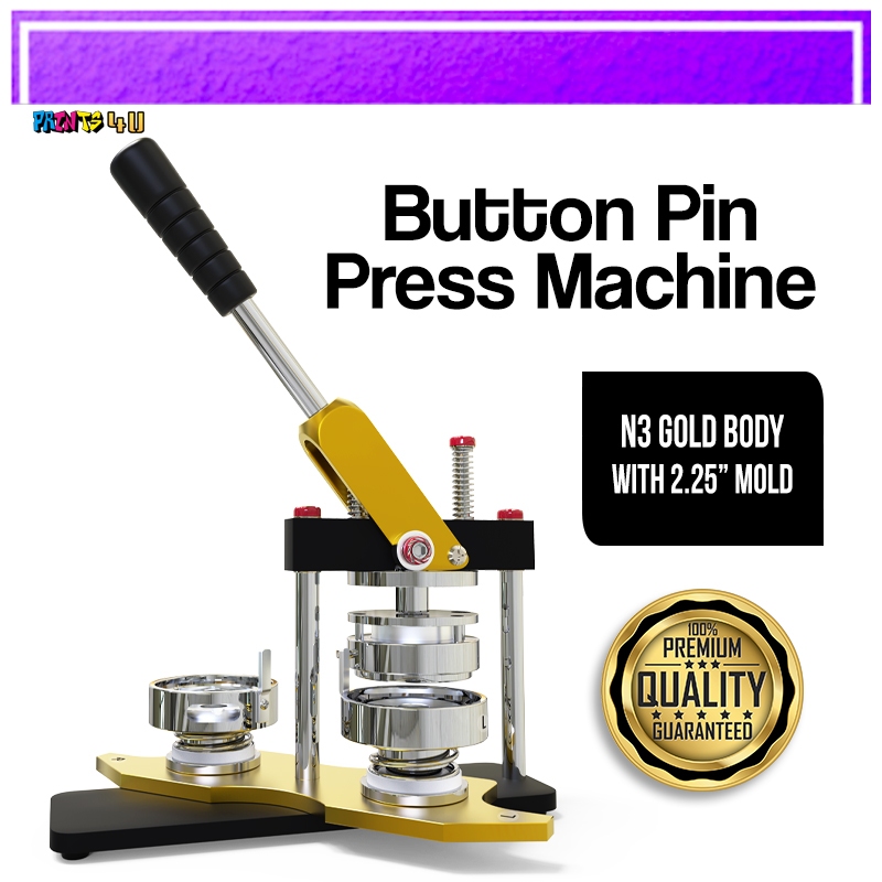 QUAFF Button Press Machine Gold Body with 2.25inches Mold Button Pin ...