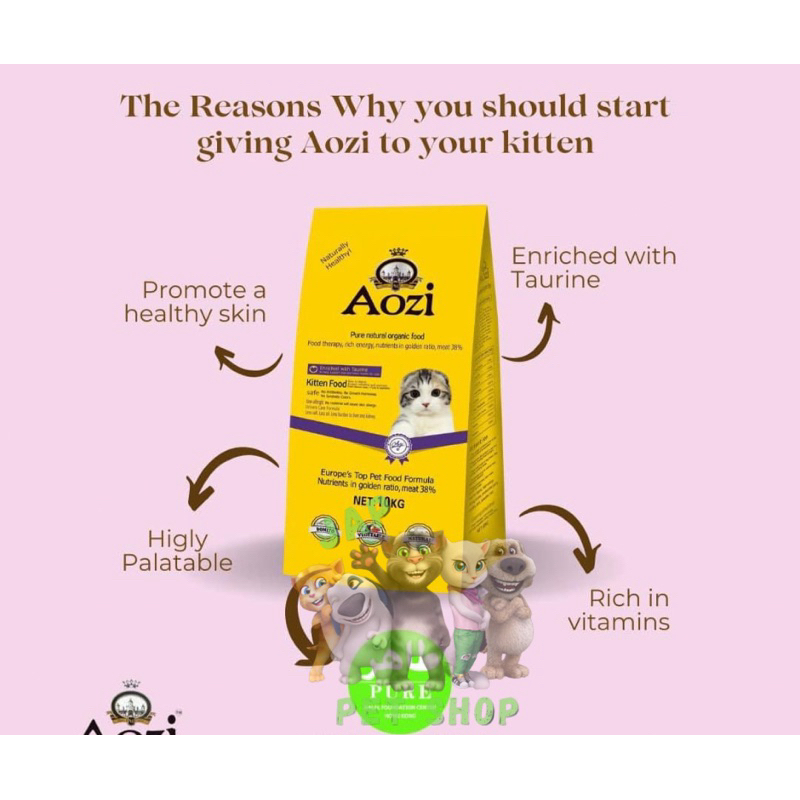 Aozi Cat Pure and Organic Food for Kitten 10kg & Adult 20kg | 1 Sack ...