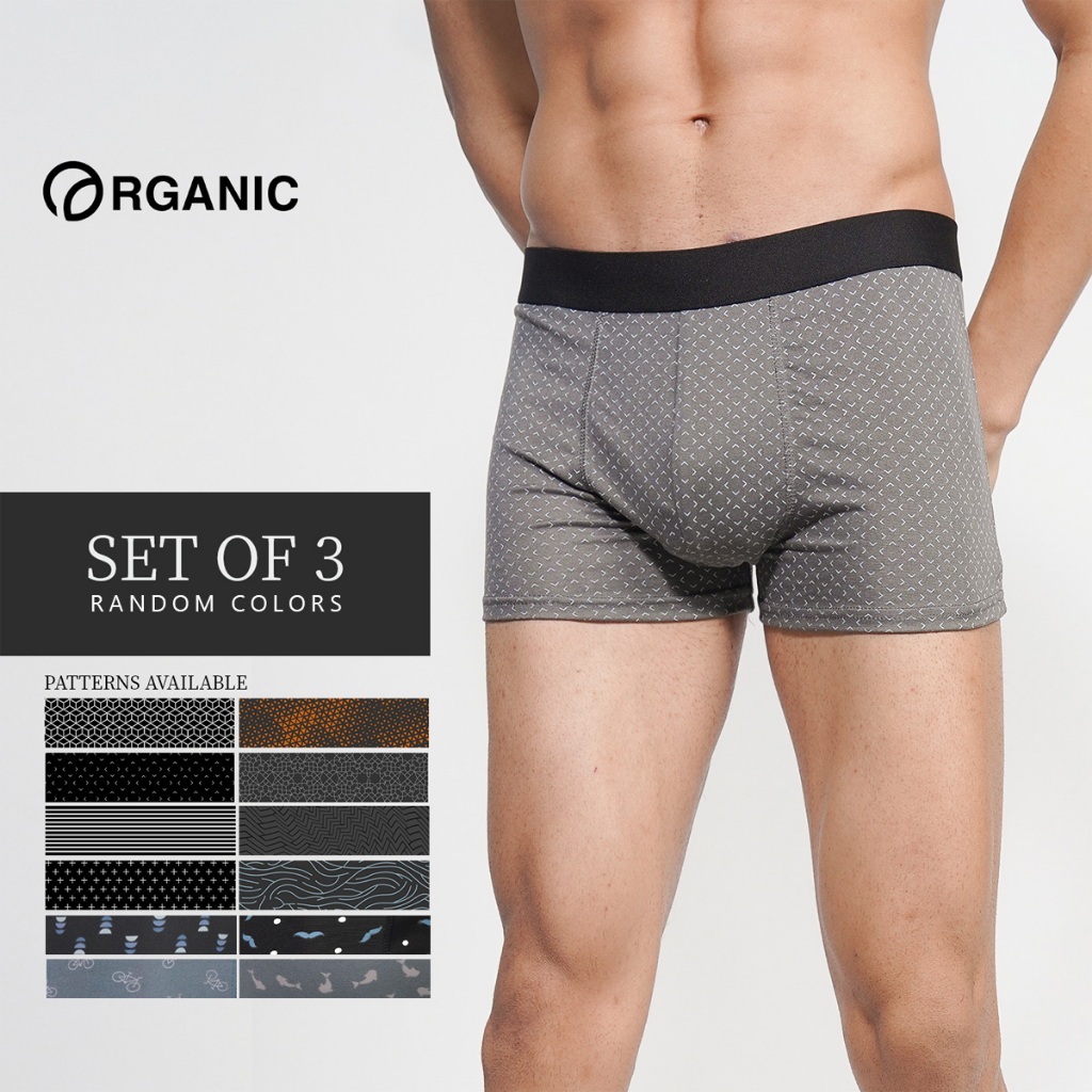 Organic Printed Boxer Briefs men Short Set of 3 Random Colors boxer ...
