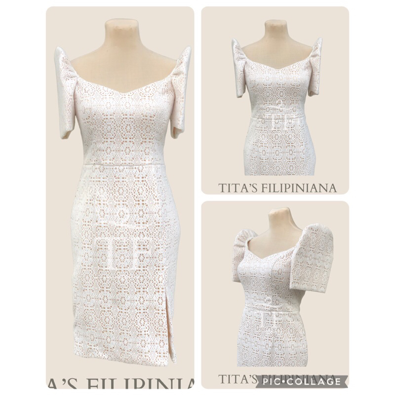 Modern Filipiniana Dress with Slit Eyelet Design | Shopee Philippines