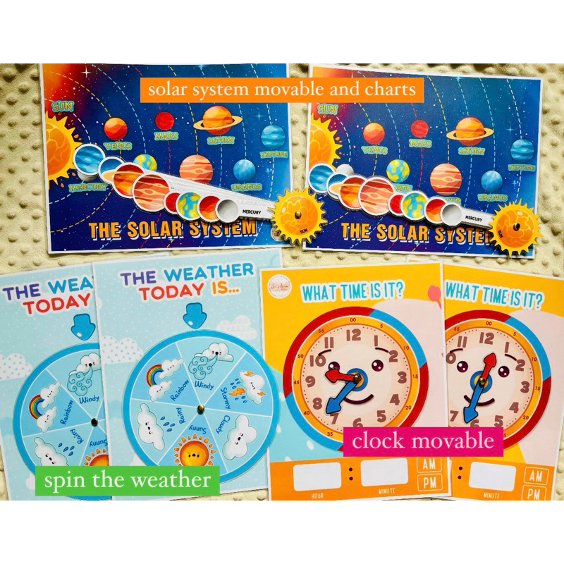 Movable TIME AND WEATHER CHART Laminated Educational Charts A3 Big ...