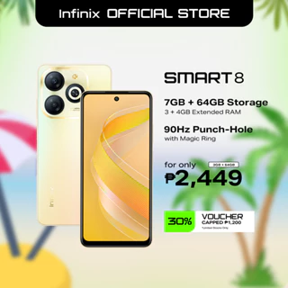 Infinix Smart 8, (up to 7GB [3GB + 64GB], 90hz Punch-Hole Display, (1 year local warranty)