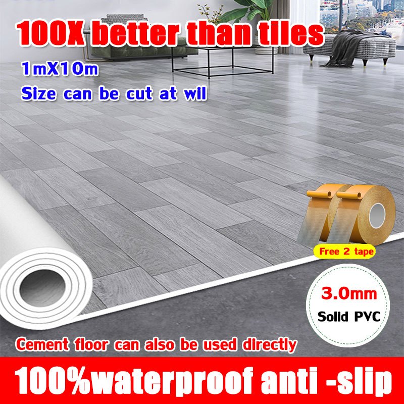 ???100x better than tiles???1mX10m vinyl tile flooring self adhesiv waterproofAnti-slip wood grain ...