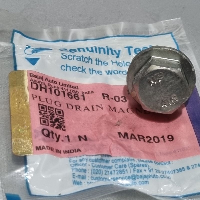 Bajaj Kawasaki Drain Plug Barako 175 Bc175 Fury125 CT100