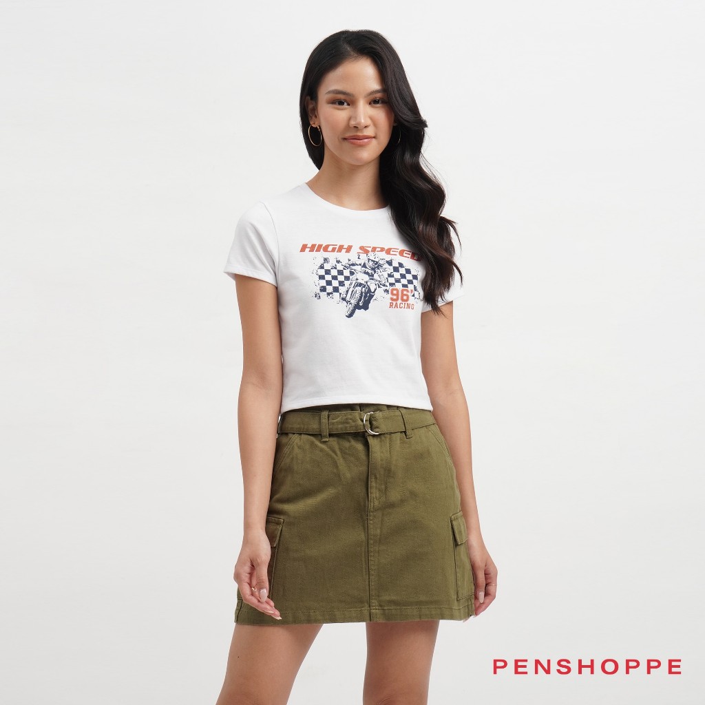 High Speed Slim Fit Graphic TShirt For Women (Off White