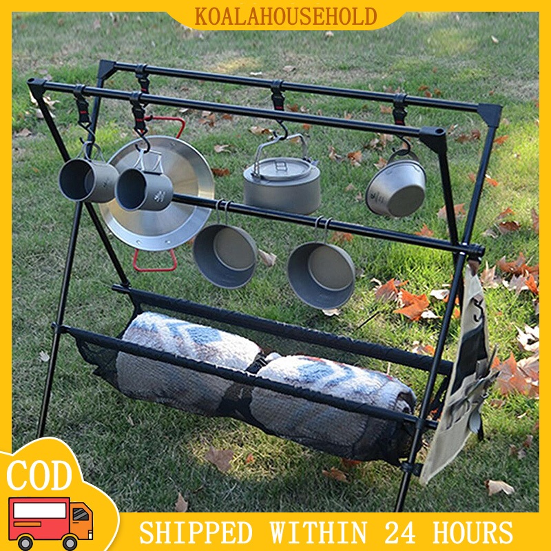 Camping Hanging Rack Outdoor Camping Portable Shelf 4 Legs Drying Rack ...