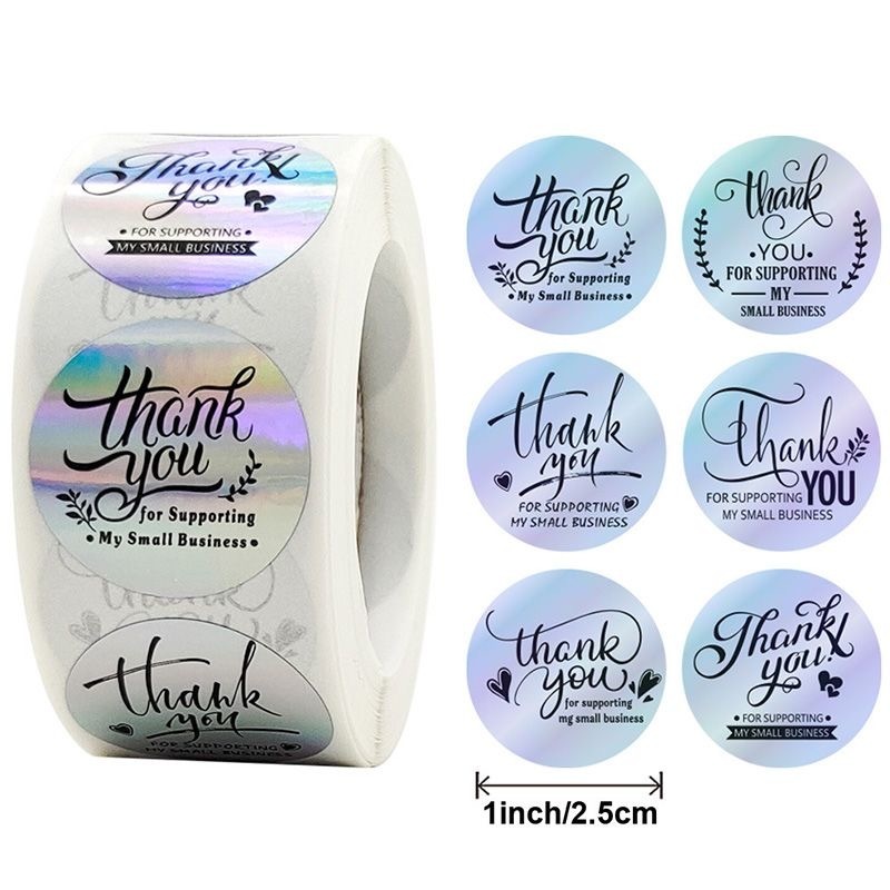 500pcs /roll Thank you cowhide paper sticker gold foil handmade seal ...
