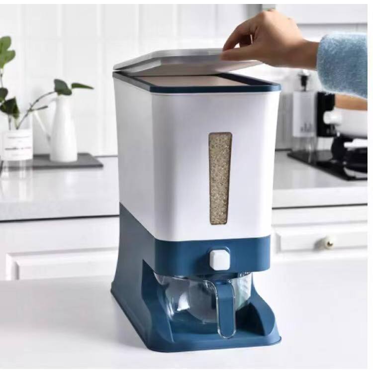 TWH 12KG Rice Dispenser Storage Automatic Graduated Plastic Sealed Rice ...