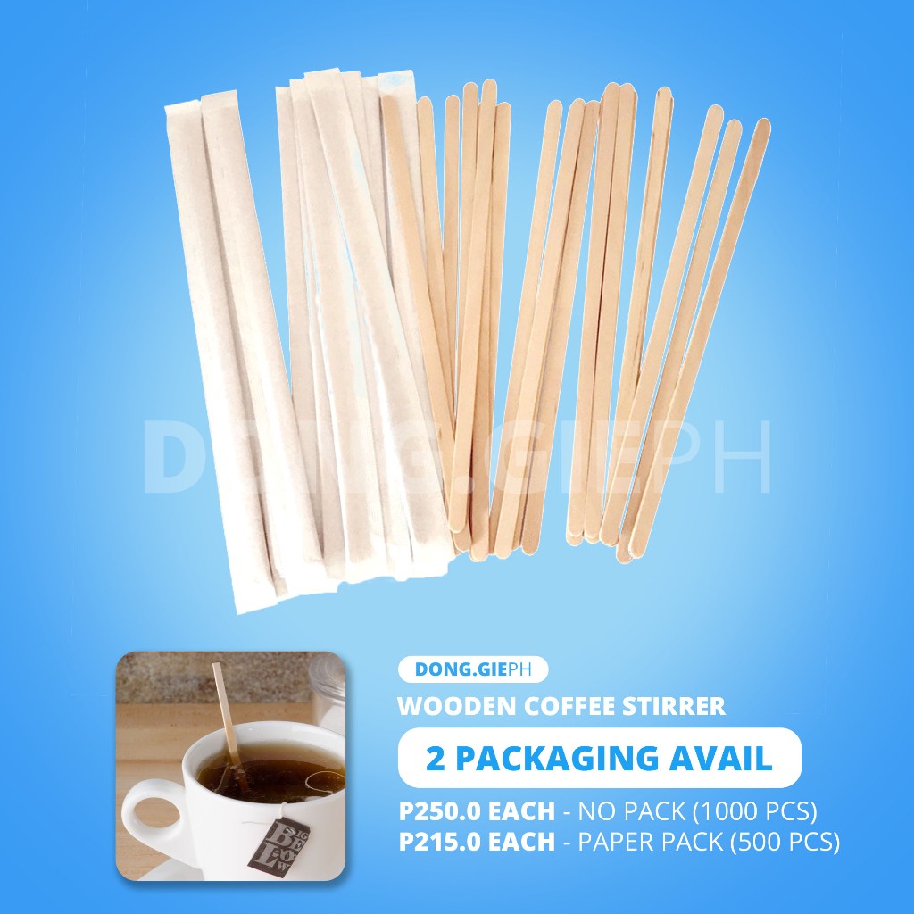 [1 PACK] Wooden Coffee Stirrer / Stick (with and without paper pack ...