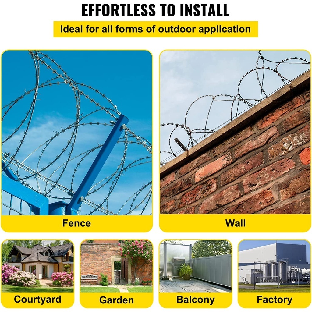 60m Military Wire Razor wire Coil fence stainless for House Farm Garden ...