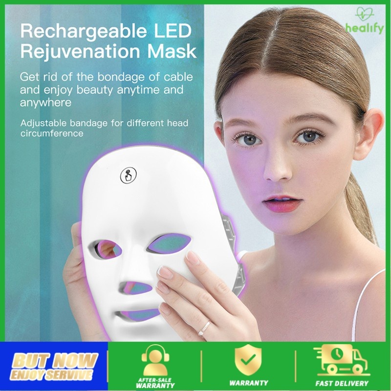 7 Colors Red Led Mask with Blue Orange Red Light Therapy Face Mask ...