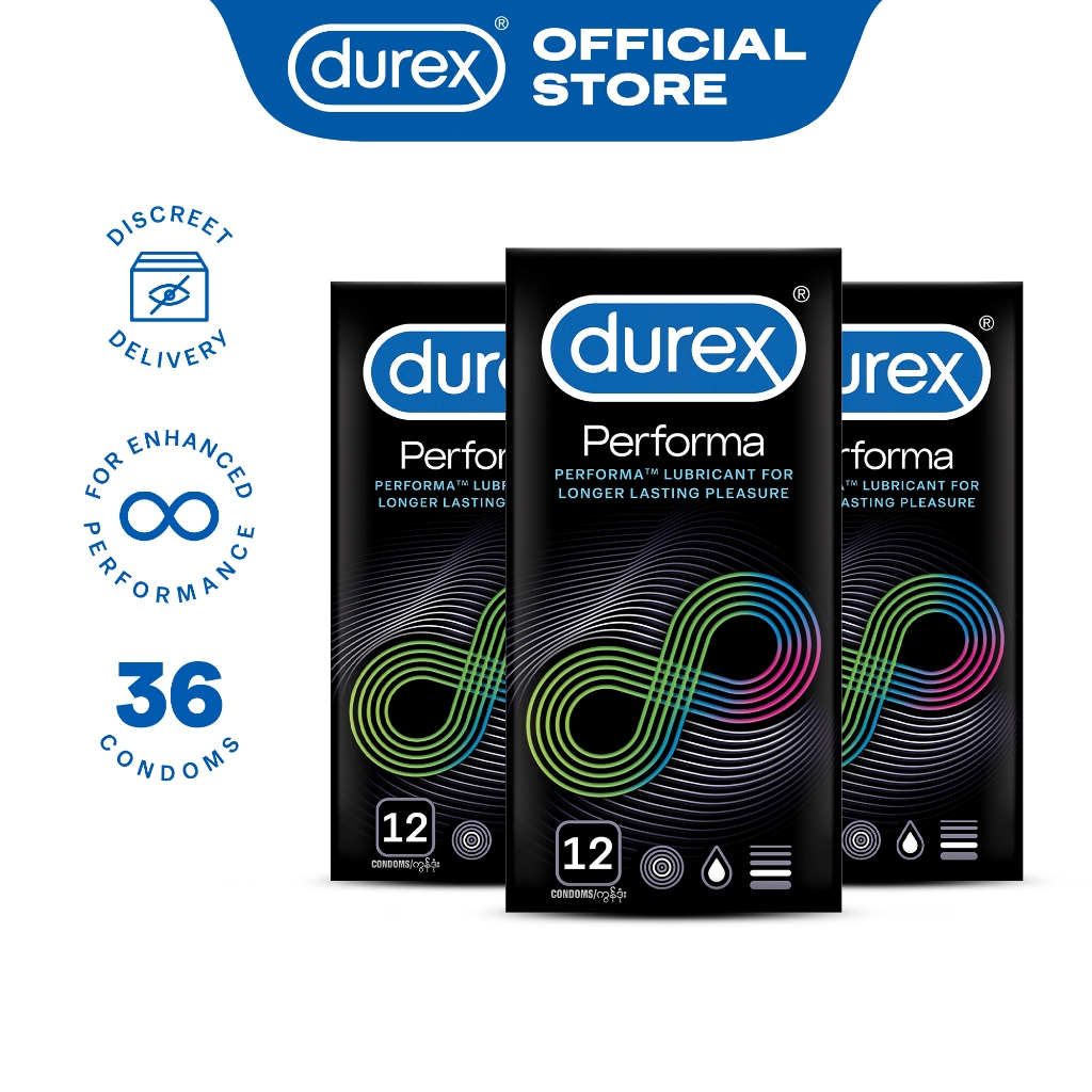 Durex Performa Extended Pleasure Lubricated Condoms 12s (Set of 3 - 36 ...