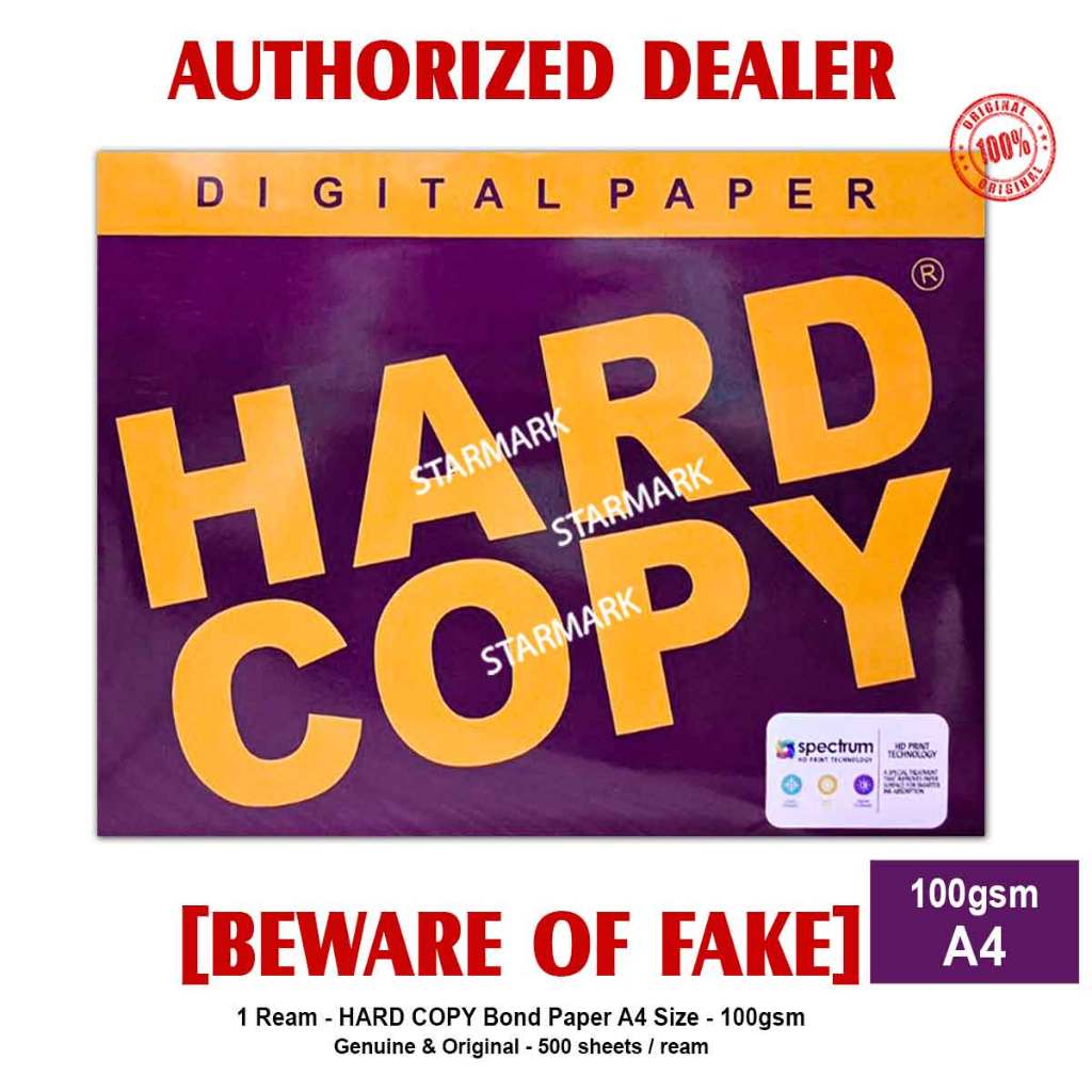 HARD COPY Bond Paper Papers 100gsm A4 Size 8.25x11.75in 500 sheets per ...