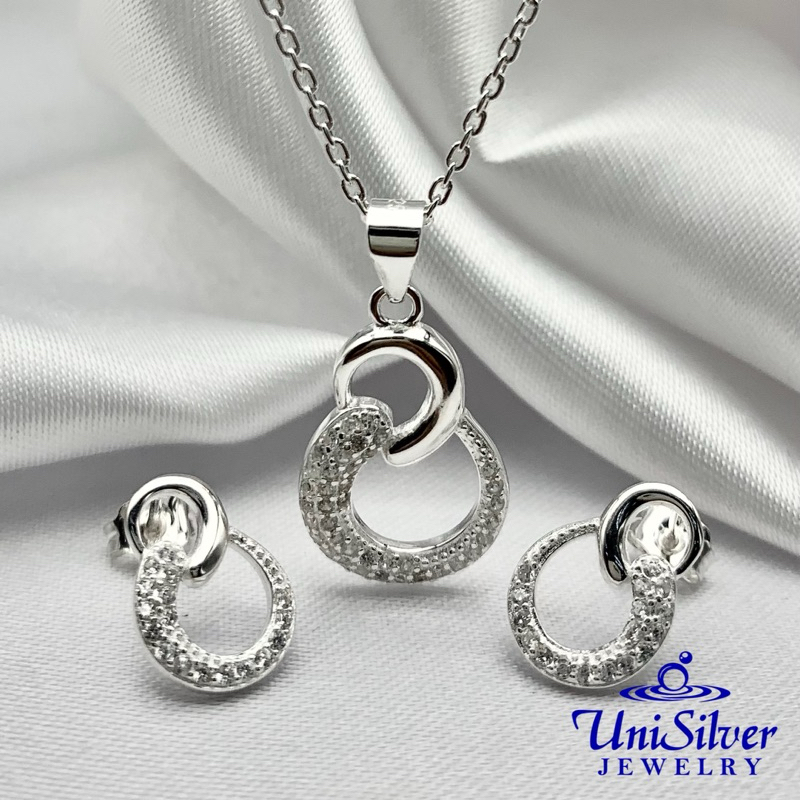Unisilver 925 Sterling Silver Interlocking Set Of Jewelry (SETS15-1018 ...