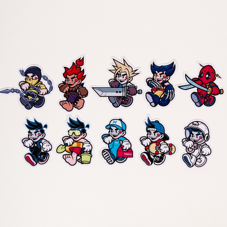 Nick Automatic "HAPPY KID STICKER PACK" 10pcs Waterproof Glossy Vinyl ...