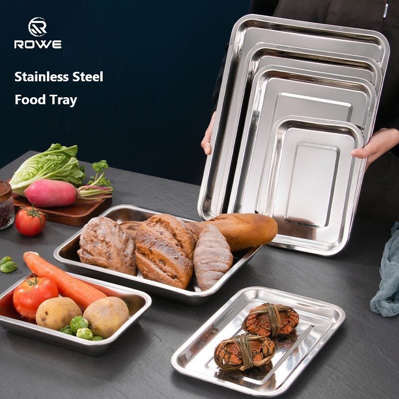 ROWE Stainless Food Warmer Square Tray Serving Plate Makapal Thick Food ...