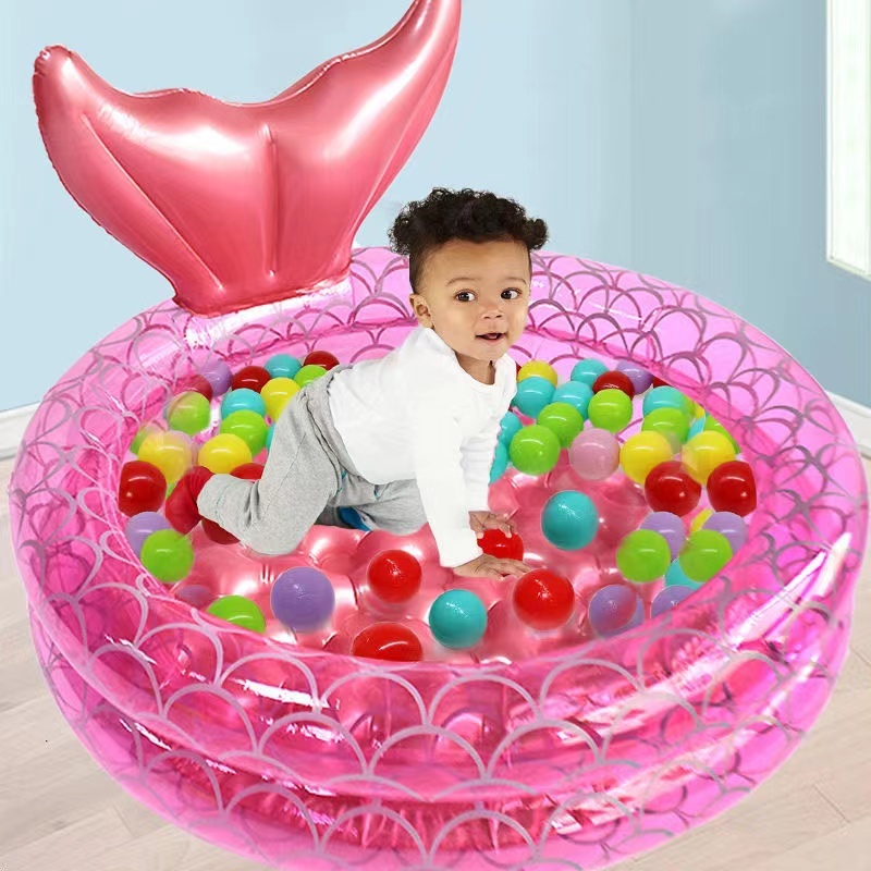 Pink Inflatable Swimming Pool 120cm/150cm Practical Mermaid Tail for ...