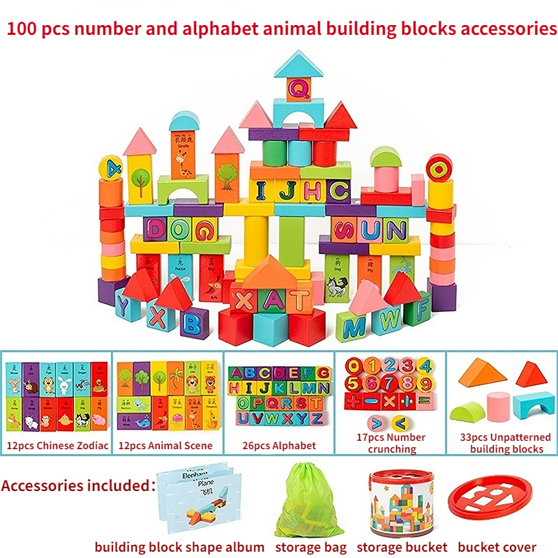 Building Blocks Educational Toys For Kids Number Alphabet Wooden ...