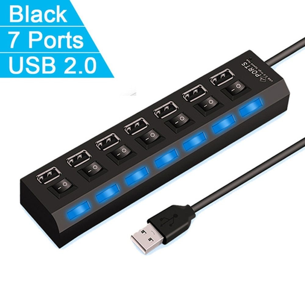 Original Lucky 7 Port PC Laptop Splitter Expansion Extender USB Hub ...