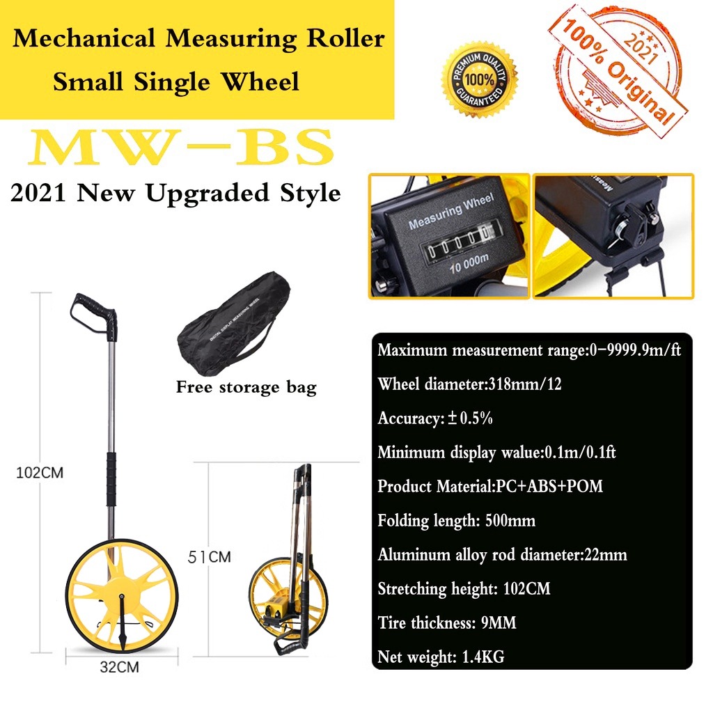 Digital/Mechanical Folding Distance Measuring Wheel Roller Rangefinder ...