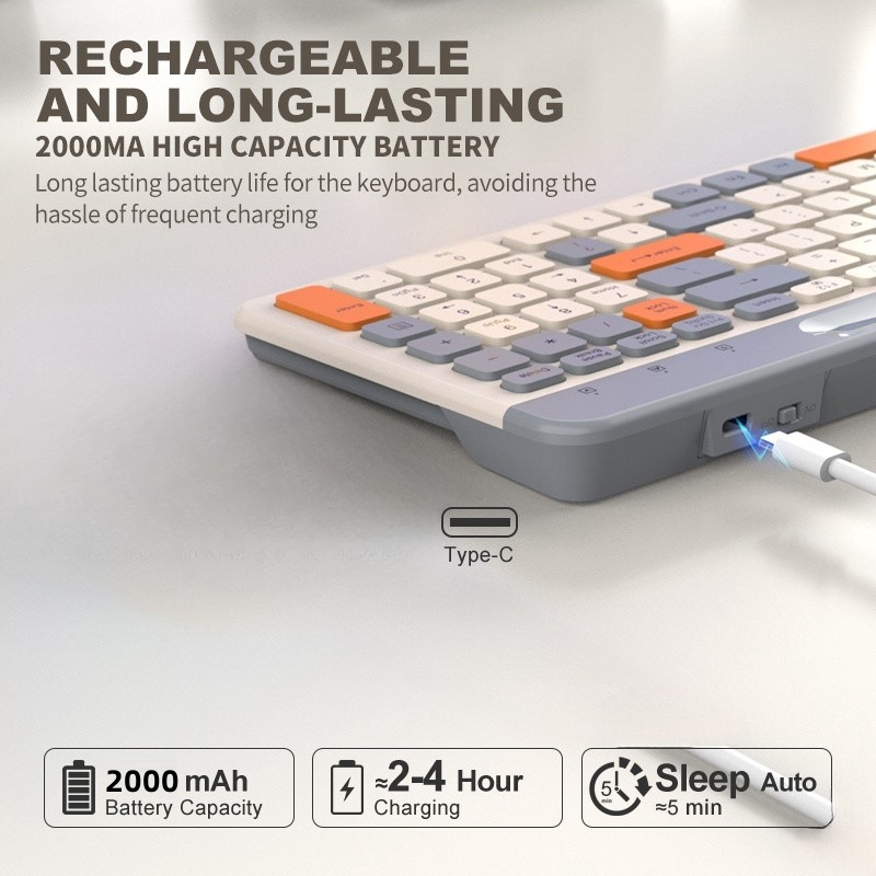 K100 Wireless Chargble Bluetooth Dual Mode Keyboard Chocolate Thin ...
