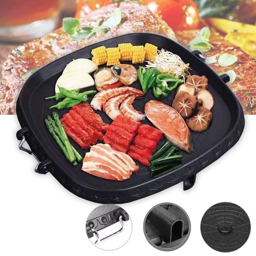 Square Korean style Samgyupsal Grill Pan Indoor Outdoor Barbecue Stove top Plate Shopee Philippines