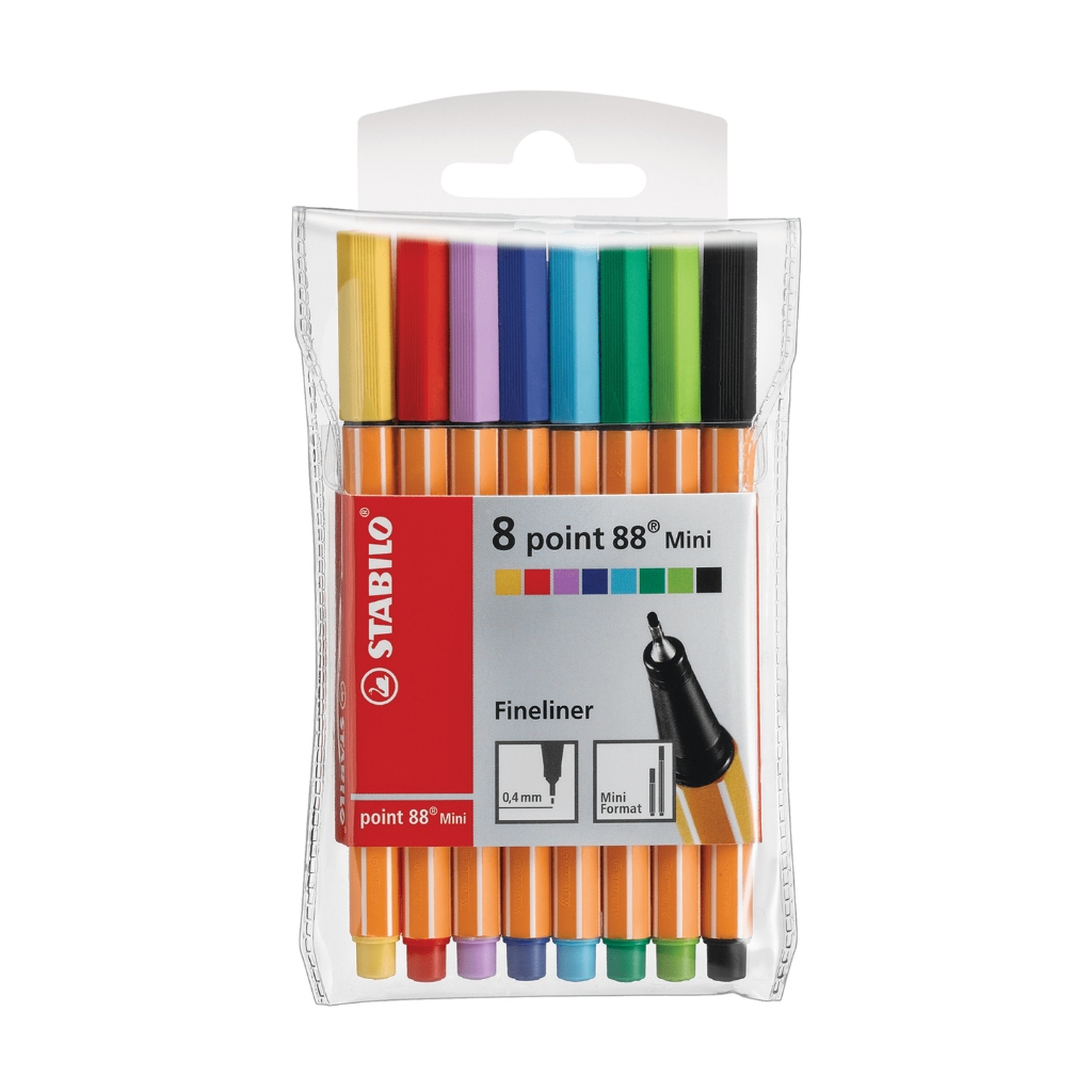 Just Stationery 3 Fineliner Set - Rot, Blau, Schwarz, Mit Sicherheitskappe & Clip