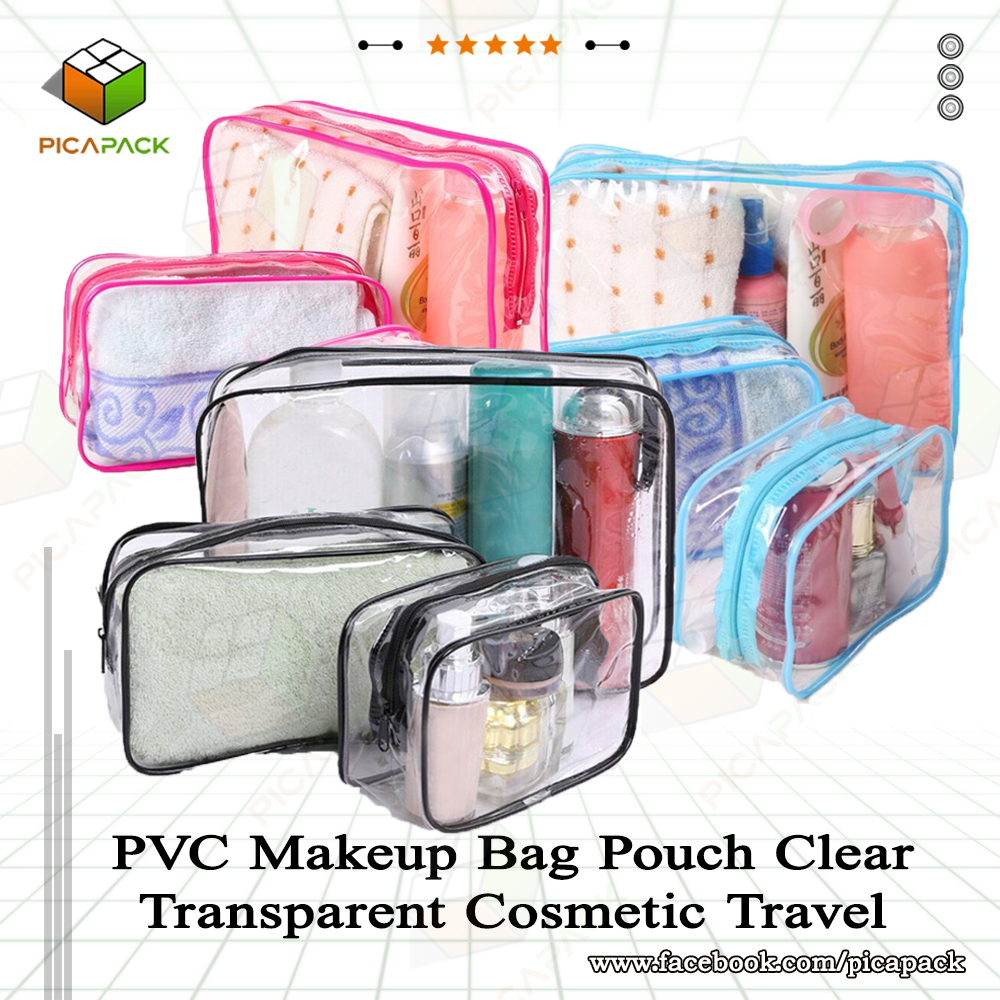 1pc PVC Black/Clear Cosmetic Bag Portable Shower Bag Outdoor Travel kit  Storage Waterproof Makeup