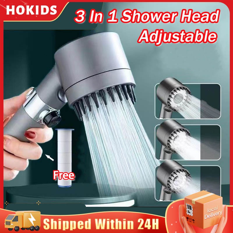3 in 1 High Pressure Shower Head With 1.5 Hose and Holder Filter ...