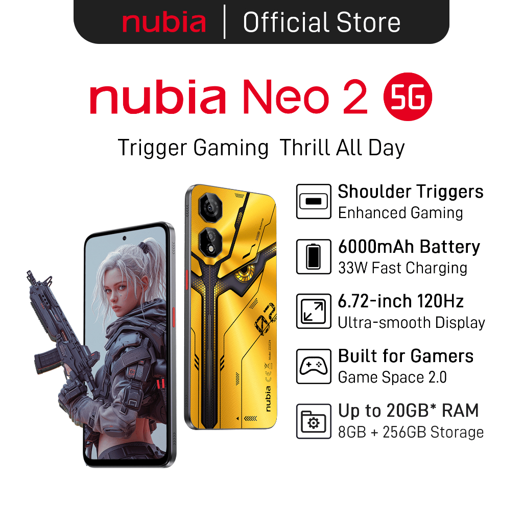 NUBIA NEO 2 5G [8GB RAM + 256GB ROM] UP TO 20GB DYNAMIC RAM 6000mAh
