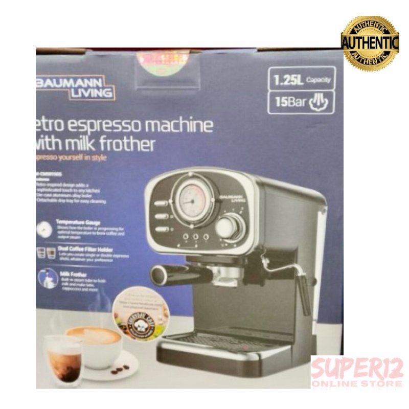 Baumann Retro Espresso Machine with Milk Frother Shopee Philippines