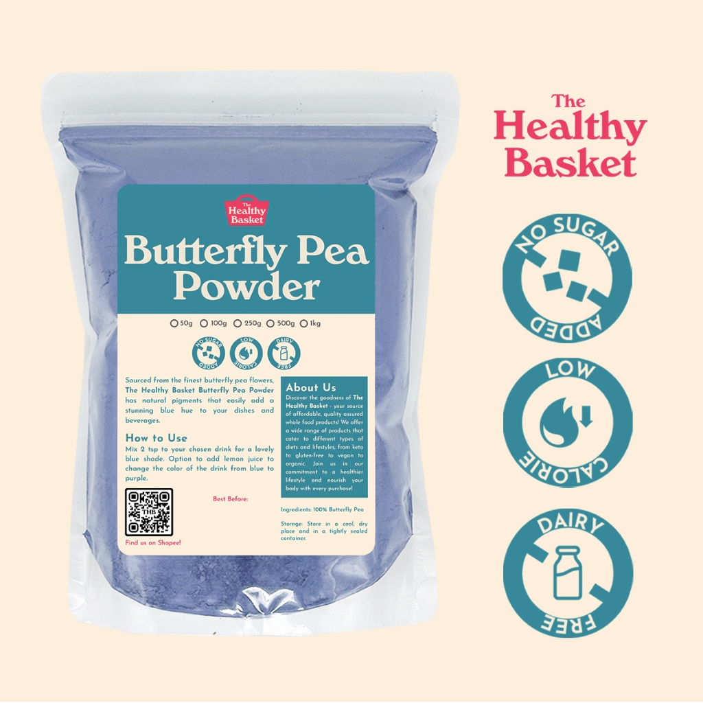 Healthy Basket Butterfly Pea Powder / Blue Ternate Powder (50g, 100g ...