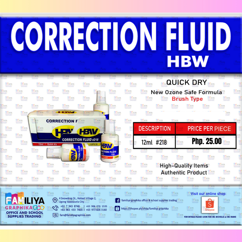 HBW CORRECTION FLUID 12ML (PER PIECE) | Shopee Philippines