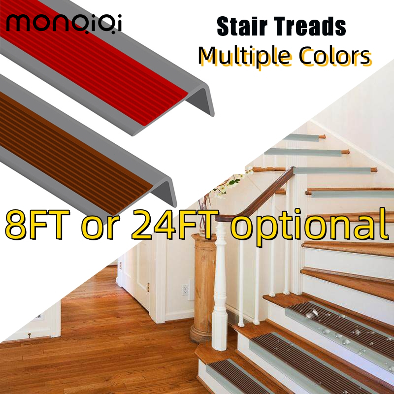 8/24FT L-type PVC Rubber Stair Nosing Self-Adhesive Anti Slip Rubber ...