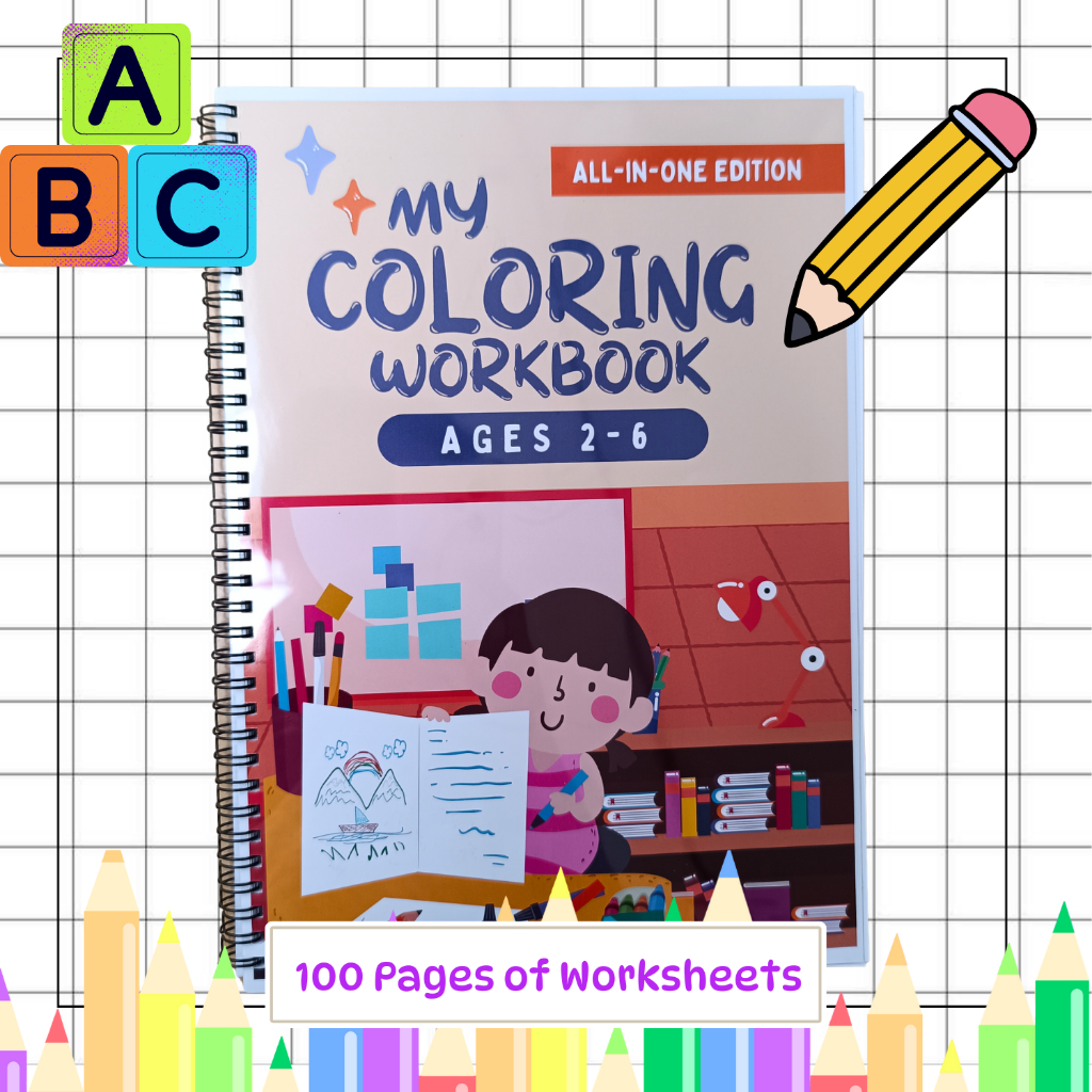 100 Pages My Coloring Workbook for Toddlers, Kindergarten, Preschool ...