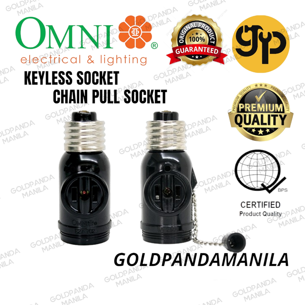 Original Omni Chain Pull Socket, Keyless Socket E27, Goldpandamanila