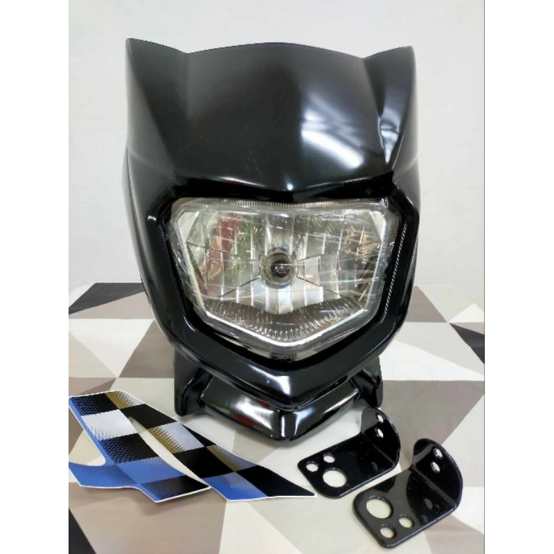 Honda Bravo Headlight assy with bracket and sticker (black) | Shopee ...