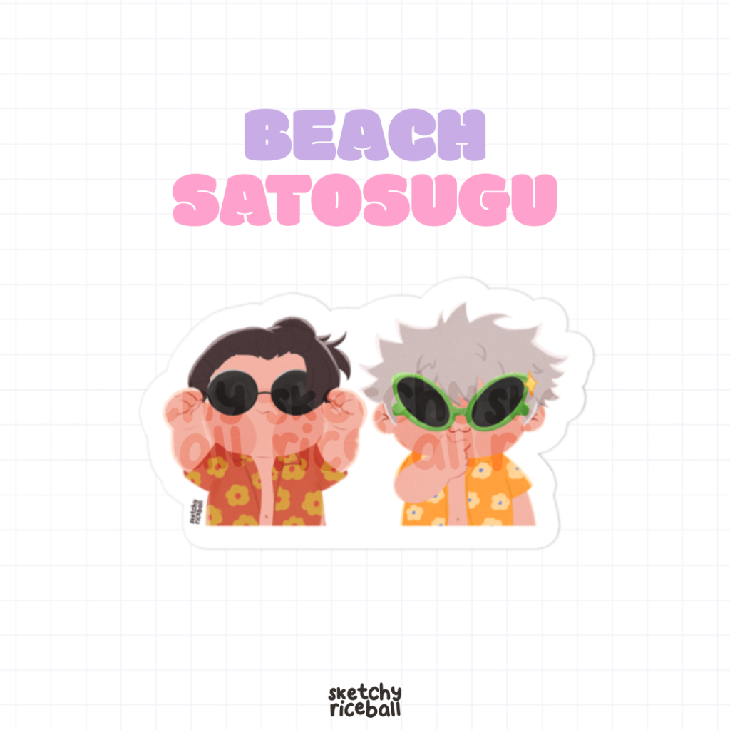 beach gojo geto satosugu sticker by sketchyriceball | jujutsu kaisen ...