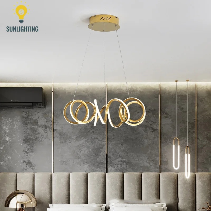 Modern Luxury Bright Gold Led Chandelier For Living Room Bedroom Dining ...